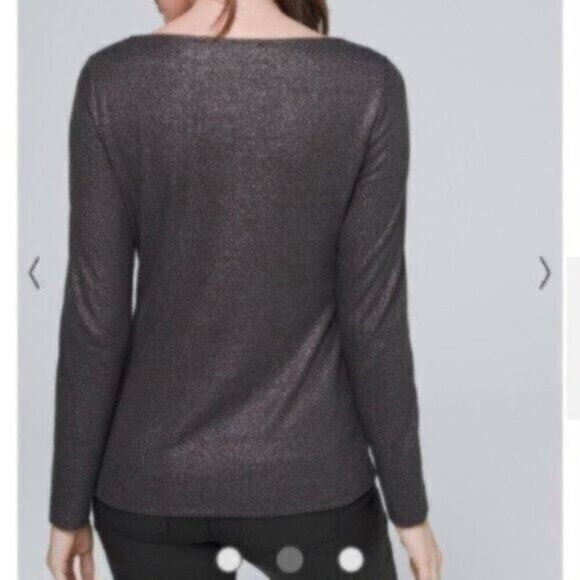NWOT White House Black Market Draped Metallic-Knit Top - Picture 2 of 4